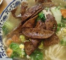 Spinach and Pork Liver Noodle Soup