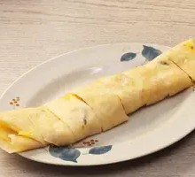 Egg Pancake with Fried Dough Sticks and Ham Sausage