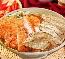 Chicken Cutlet and Meat Roll Rice