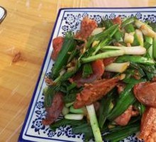 Stir-fried Garlic Greens with Sausage