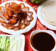 Peking Duck with Scallion, Sweet Bean Sauce, Pancake and Cucumber Slivers