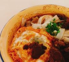Beef and Egg Wide Noodles