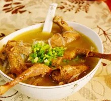 Fried Noodles and Pigeon Soup