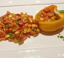 River Shrimp with Bell Pepper and Corn