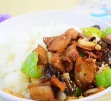 Fried Pork with Tofu Skin Rice