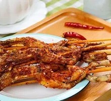 Charcoal Grilled Bullfrog and Shrimp