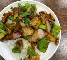 Fried Pork with Tofu Skin Rice Bowl