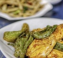 Tiger Skin Green Pepper with Fried Egg