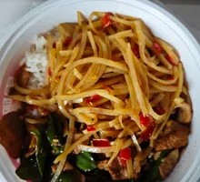 Sichuan Pickled Chili Stir-Fried Pork with Potato Shreds over Rice