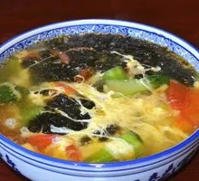 Tomato and Egg Drop Soup with Nori