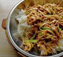 Tofu Skin and Pork Rice in Wooden Bucket