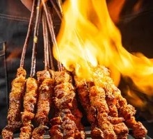 Freshly Skewered and Grilled Beef Skewers