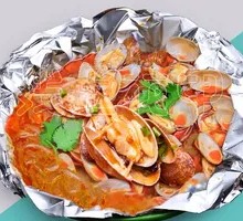 Paper-Wrapped Scallops with Sweet Potato Noodles