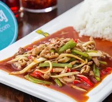 Stir-Fried Pork and Tofu Skin Rice Bowl