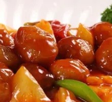 Sour and Sweet Pork with Rice Crackers