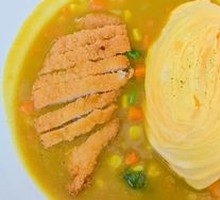 Fried Chicken Cutlet Curry Omelette Rice