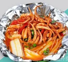 Aluminum Foil Squid with Rice Noodles