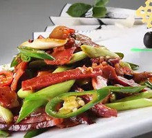 Stir-fried Sausage with Garlic Shoots