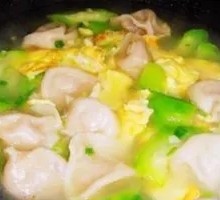 Steamed Egg Dumplings with Loofah