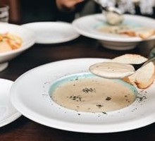 Black Truffle Mushroom Soup with Bread