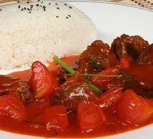 Tomato Beef Brisket Rice Bowl