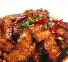 Braised Fish Cubes with Rice