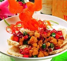 Crispy Chicken and Pork Ribs with Rice Crackers