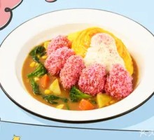 Pink Cherry Fried Chicken Curry Omelette Rice