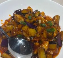 Sweet and Sour Eggplant with Chicken Cubes