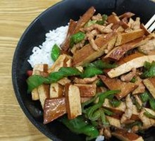 Fried Pork and Tofu Skin Rice Bowl