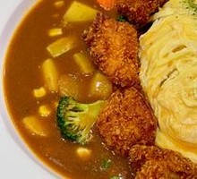 Fried Chicken Curry Omelette Rice