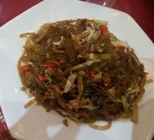 Pickled Vegetable and Sweet Potato Noodles with Pork Strips (No Rice)