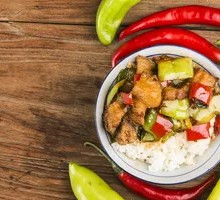 Fried Pork with Tofu Skin Rice