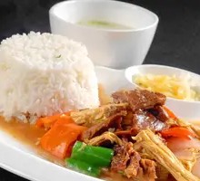Fried Tofu Skin and Beef Rice Bowl