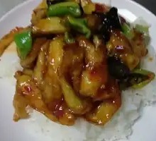 Eggplant, Potato, and Pepper Rice Bowl