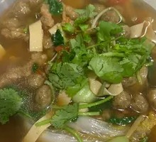 Meatball and Fried Pork Stew