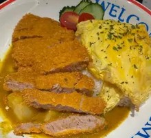 Crispy Curry Pork Cutlet Omelette Rice
