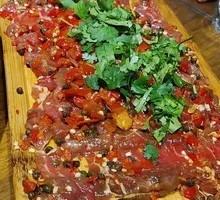 Sliced Beef with Green and Red Peppers