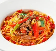 Smoky Yellow Beef Spaghetti