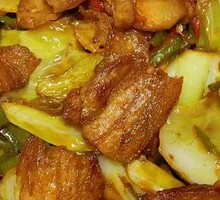 Cabbage and Pork Belly Rice Bowl