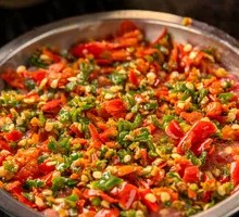 Sliced Beef with Green and Red Peppers