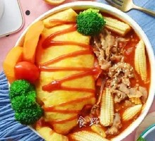 Wild Red Braised Beef Bowl with Egg Custard Rice