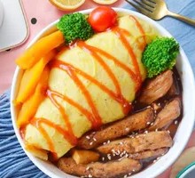 Wild Black Pepper Pork Cutlet Omelette Rice