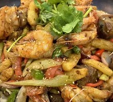 Dry Pot Frog Legs with Shrimp