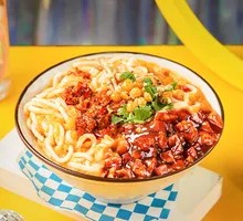 Mushroom Braised Pork with Mashed Potato Noodles
