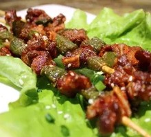 Grilled Green Pepper with Pork Ribs