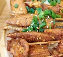 Fried Skewers with Meat and Vegetables