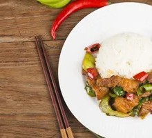 Spicy Pork with Potatoes over Rice