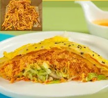 Double Egg with Pork Floss and Enoki Mushrooms