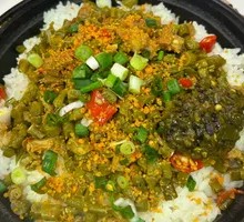 Minced Pork with Green Beans and Potato Rice